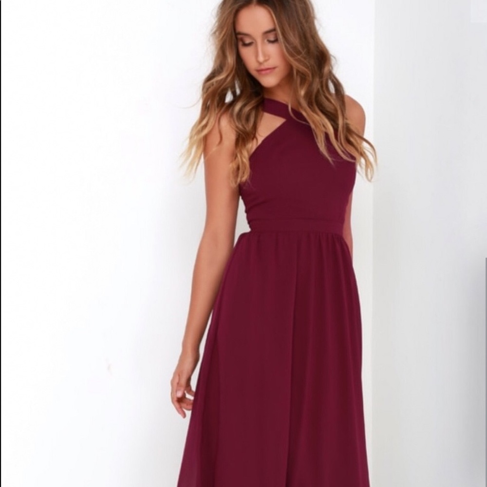 LULUS burgundy maxi dress size M